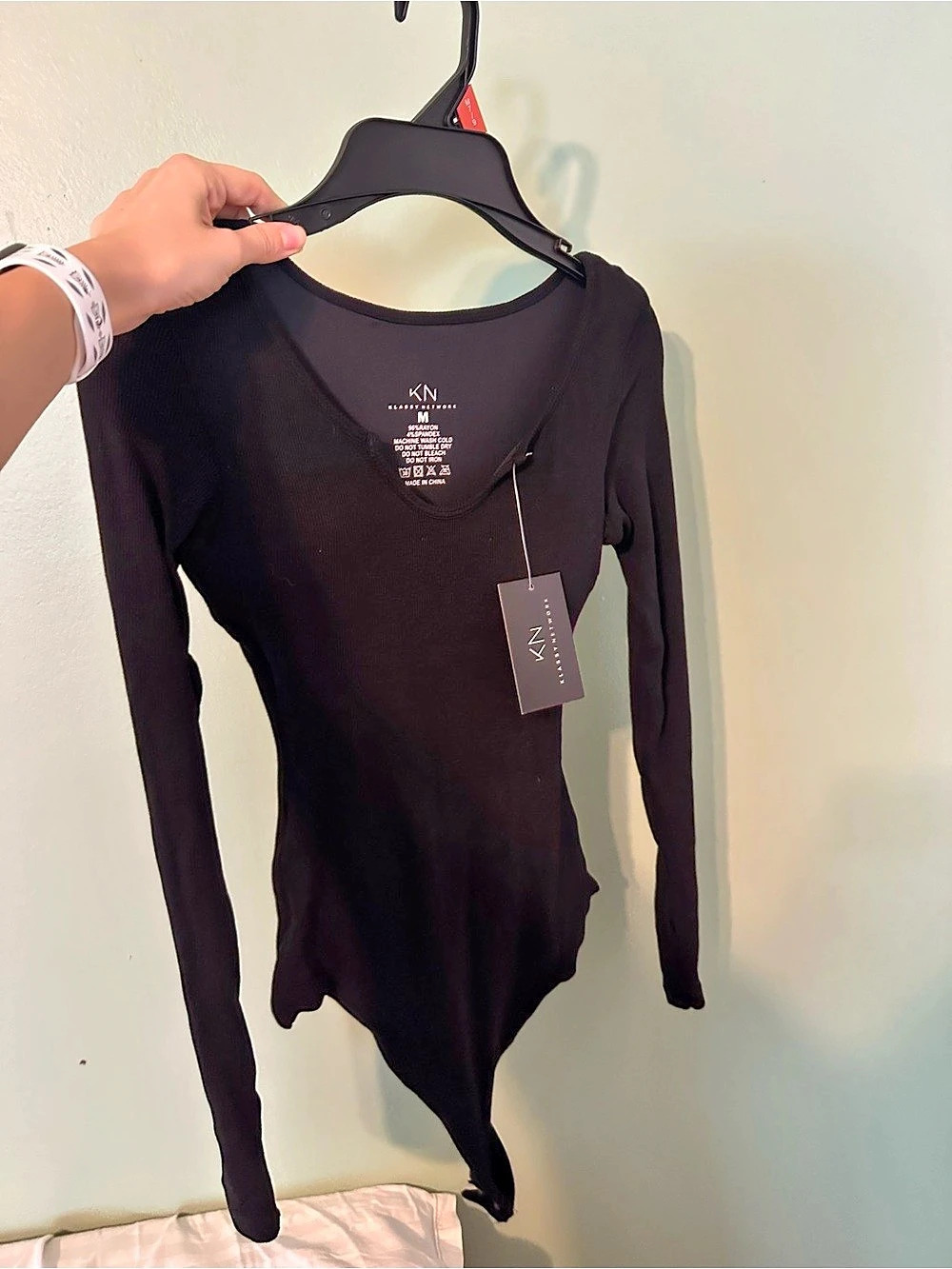 Klassy Network Deep V Long Sleeve Bramisuit Black Medium